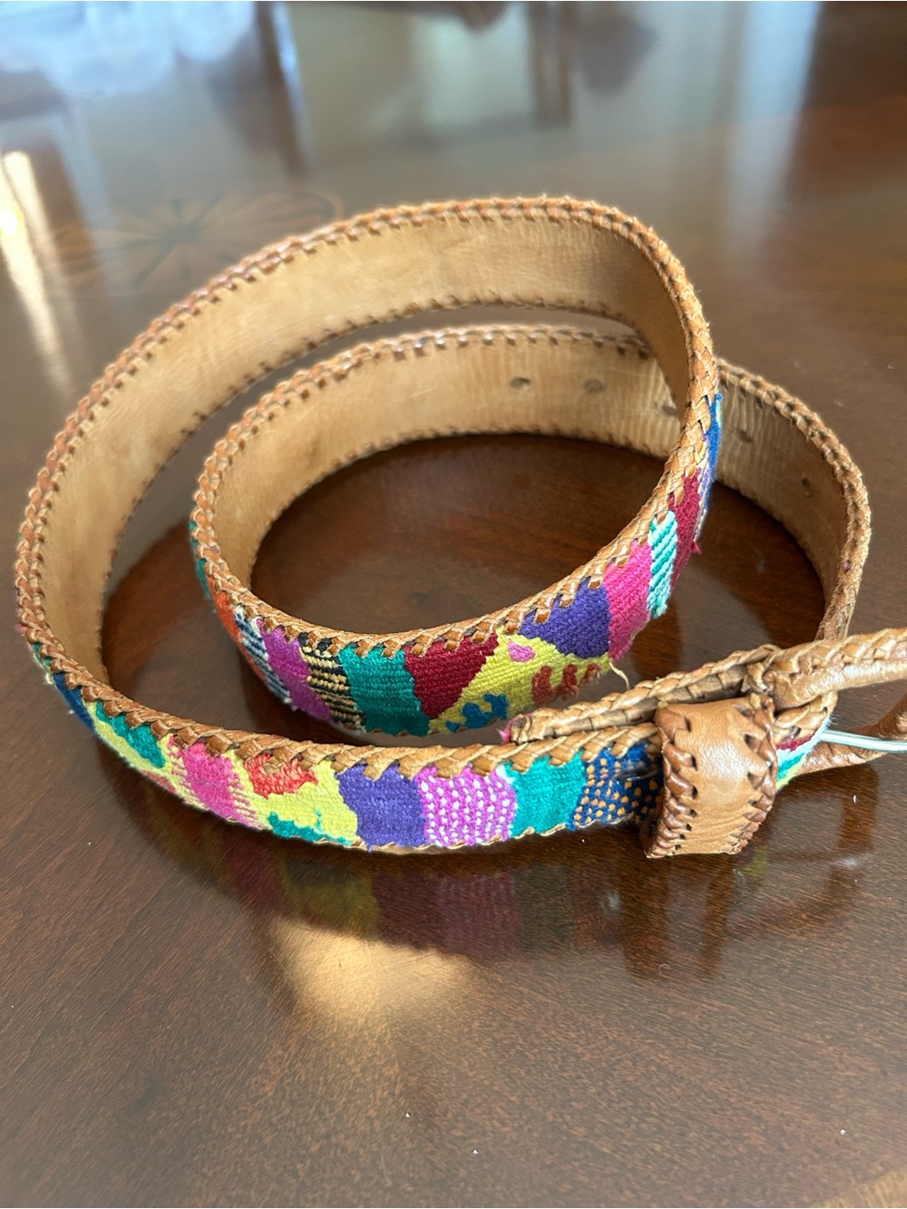 Colorful Embroidered Leather Women’s Belt